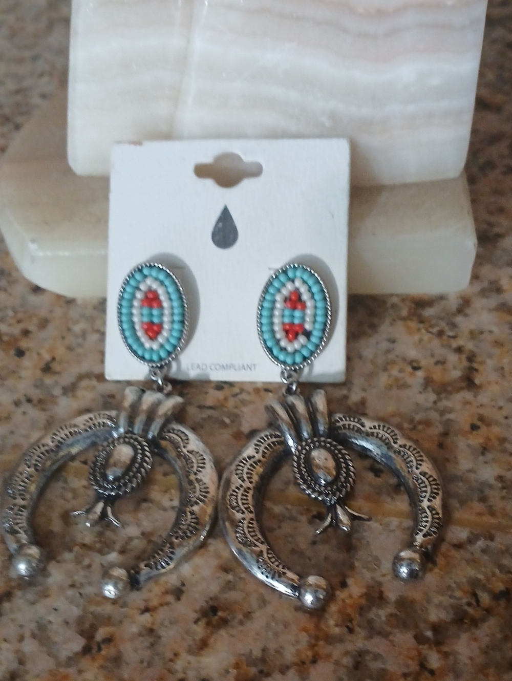 Turquoise & Coral Beaded Silver Hoop Dangle Earrings